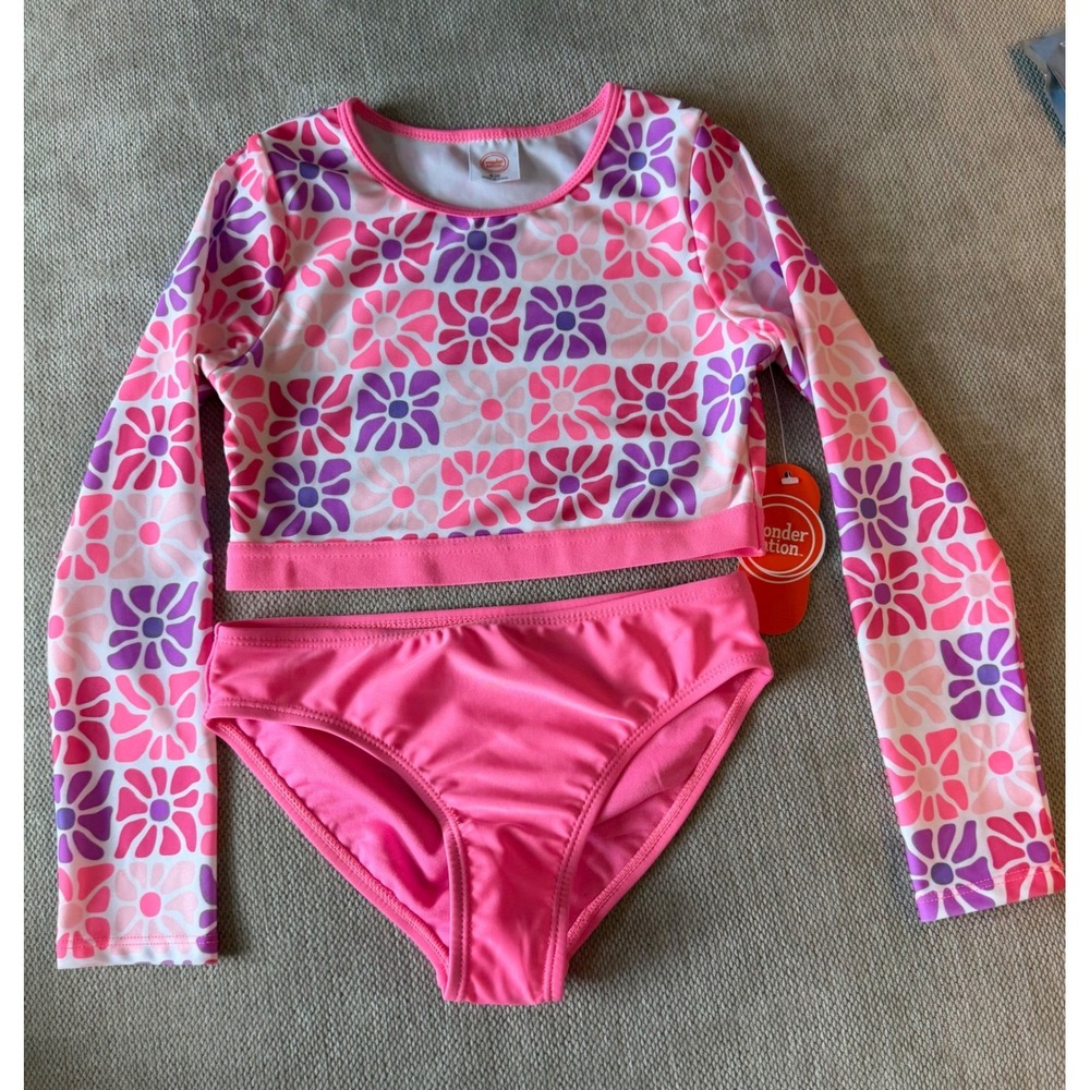 Girl long sleeve cropped swim set XL 14/16